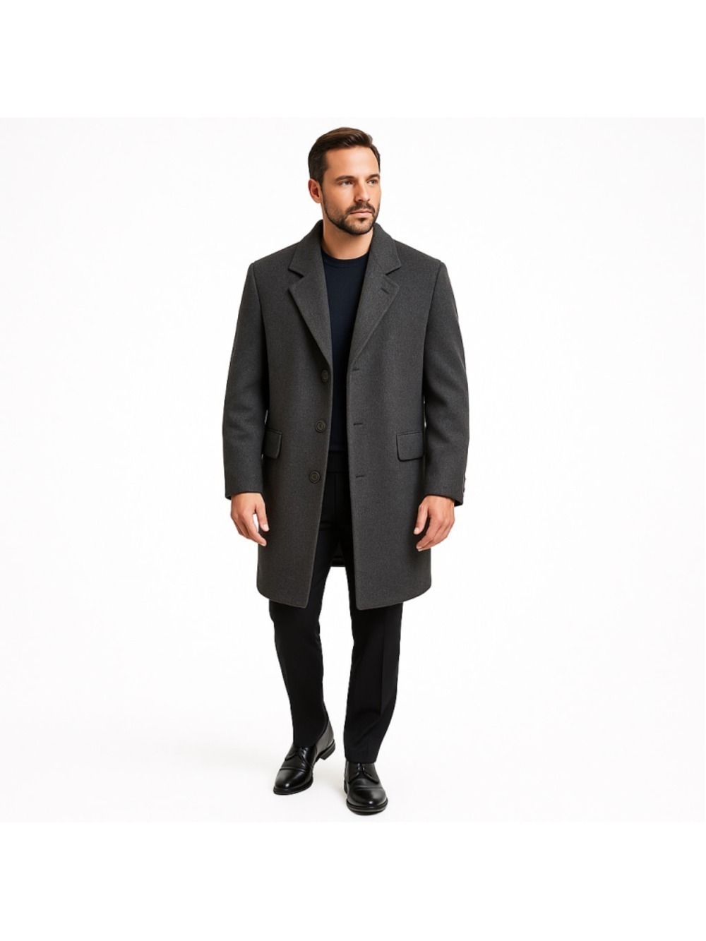 Vintage 80s Wool Cashmere Men’s Overcoat Pea Coat, L 44R Made in Canada Simpsons
